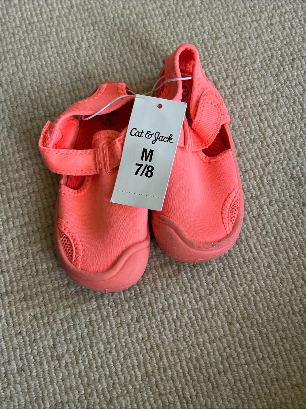 Cat & Jack Coral Pink Kids Water Shoes with Hook-and-Loop Strap